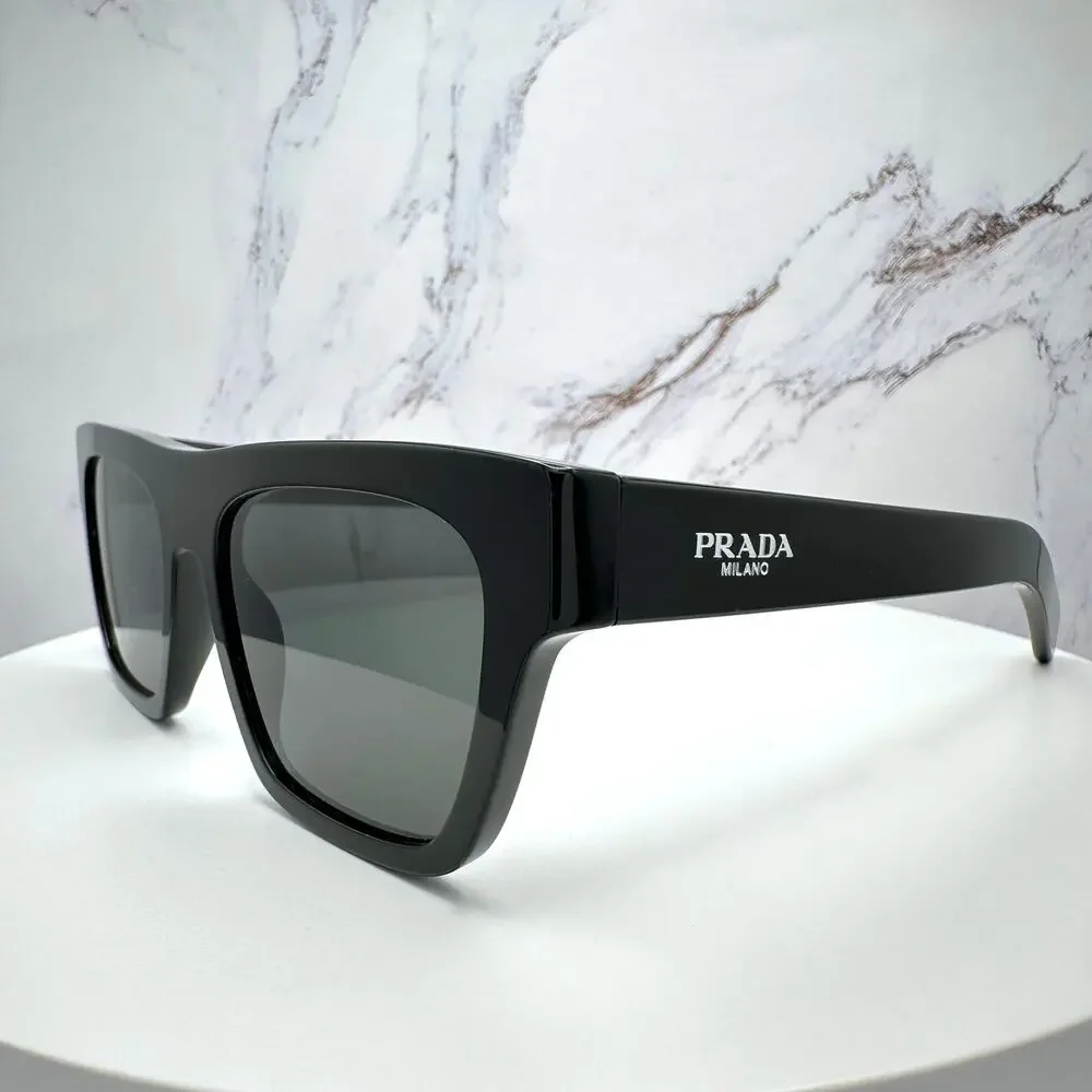NEW PRADA Sunglasses Black Square Rectangle 54mm w/ Box & Case PRADA - Picture 13 of 16